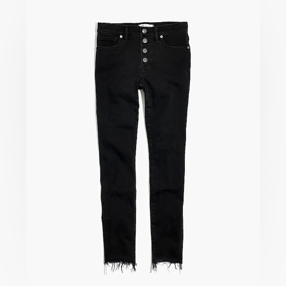MADEWELL High rise skinny jeans black wash frayed ankles Size 26 - Picture 3 of 10